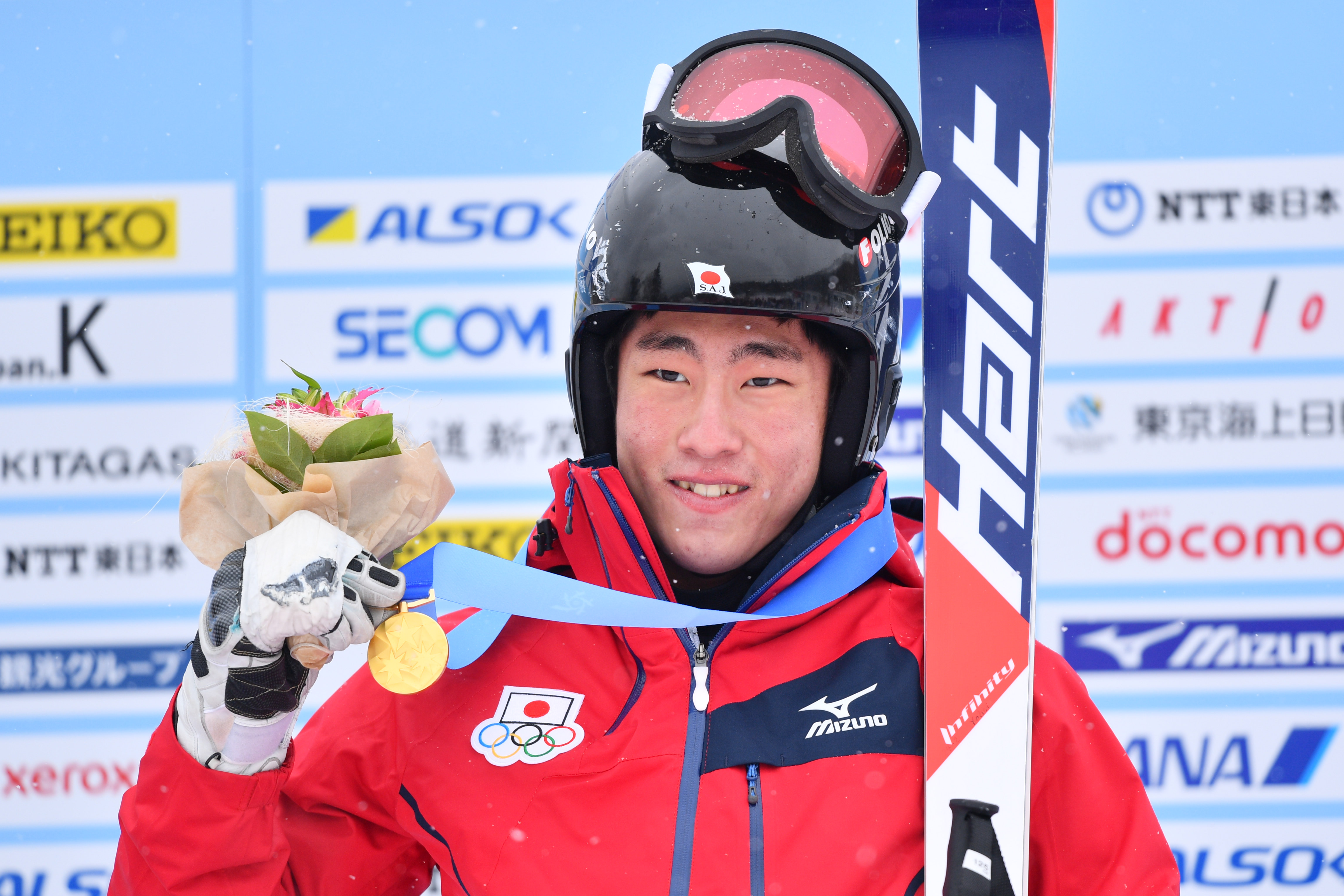 ¬Rz½/Yohei Koyama (JPN), FEBRUARY 22, 2017 - Alpine Skiing : Men's Giant Slalom Medal Ceremony during the 2017 Sapporo Asian Winter Games at Sapporo Teine in Hokkaido, Japan. (Photo by AFLO SPORT)