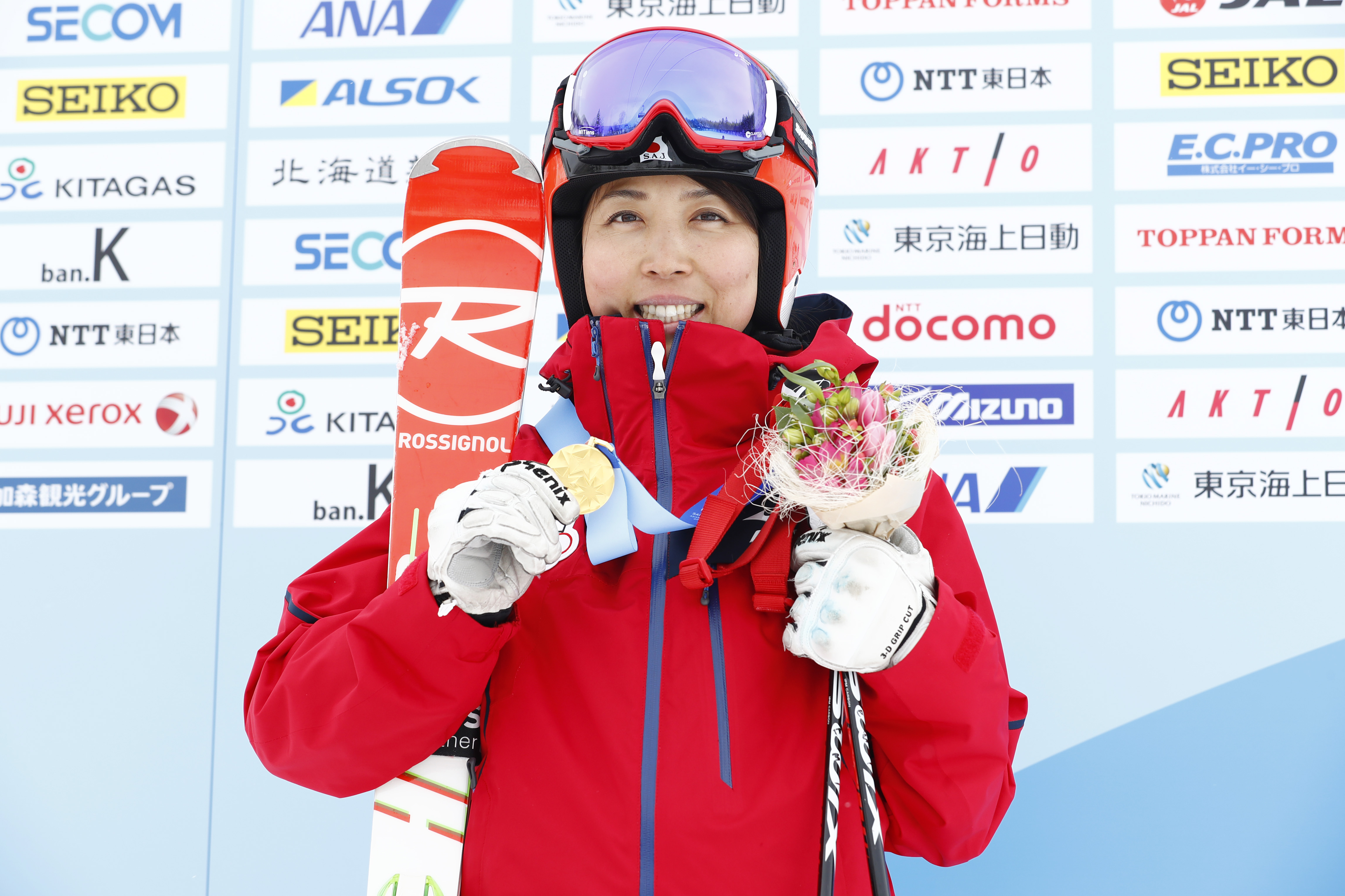 ·JìGü/Emi Hasegawa (JPN), FEBRUARY 23, 2017 : Women's Giant Slalom Medal ceremony during the 2017 Sapporo Asian Winter Games at Sapporo Teine in Hokkaido, Japan. (Photo by Yohei Osada/AFLO SPORT)